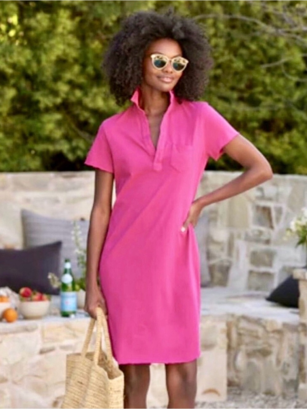 Frank & Eileen Cotton Lauren Polo Dress in Pink Size M